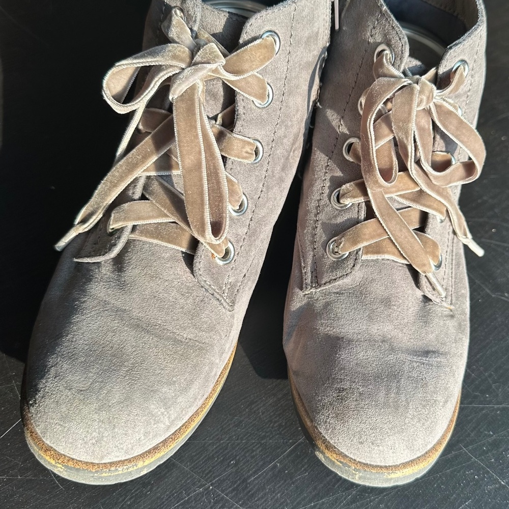 Faux suede zip-up booties